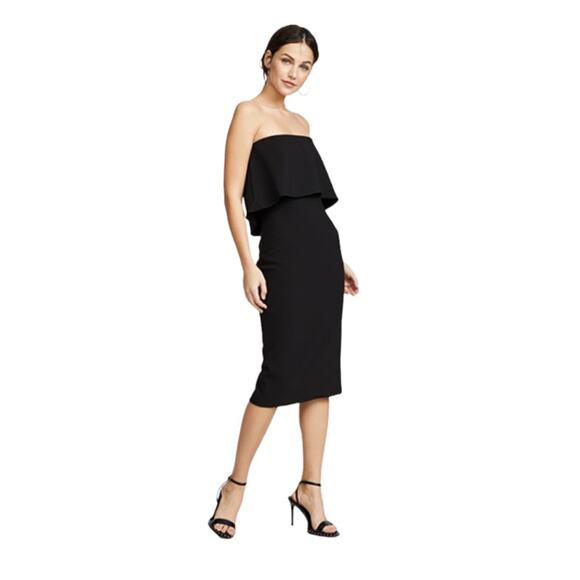 Likely Driggs Strapless Bodycon Black Midi Dress Size 2 - Picture 1 of 12